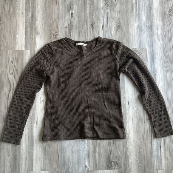 Aritzia Wilfred Free Brown Mesh Long Sleeved Shirt Size XS - Picture 3 of 7